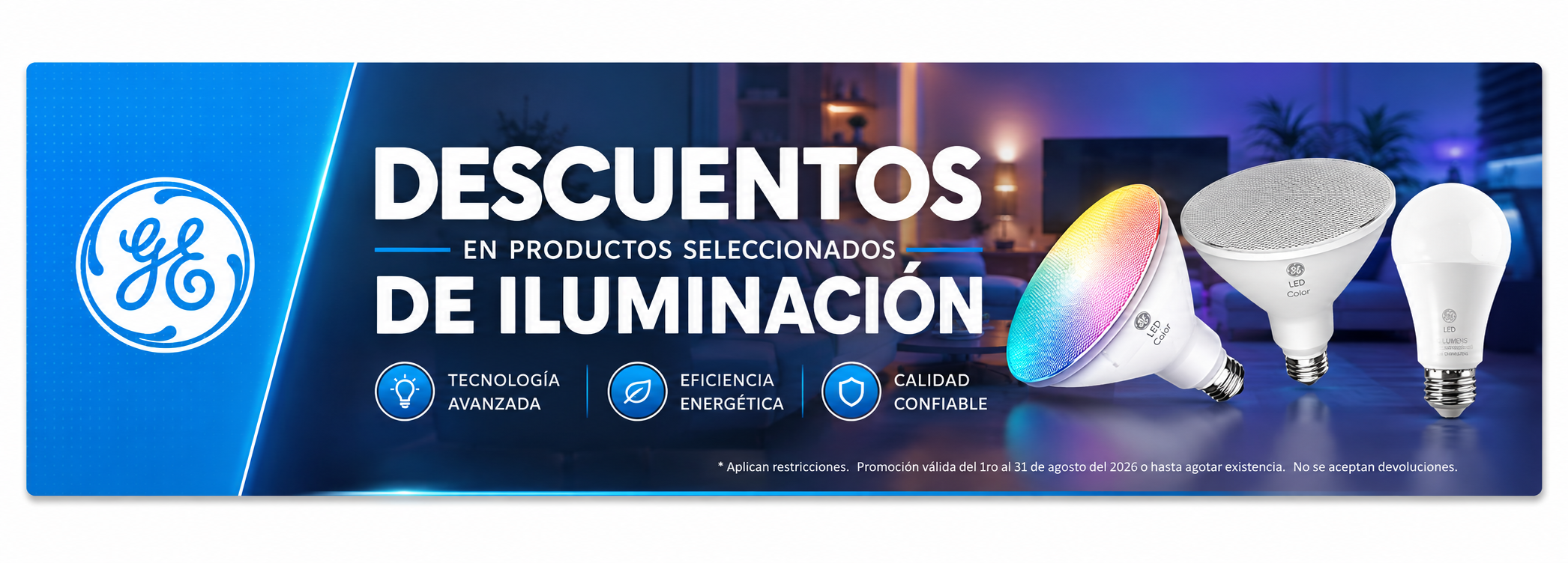 Descuentos en productos GE de iluminación
