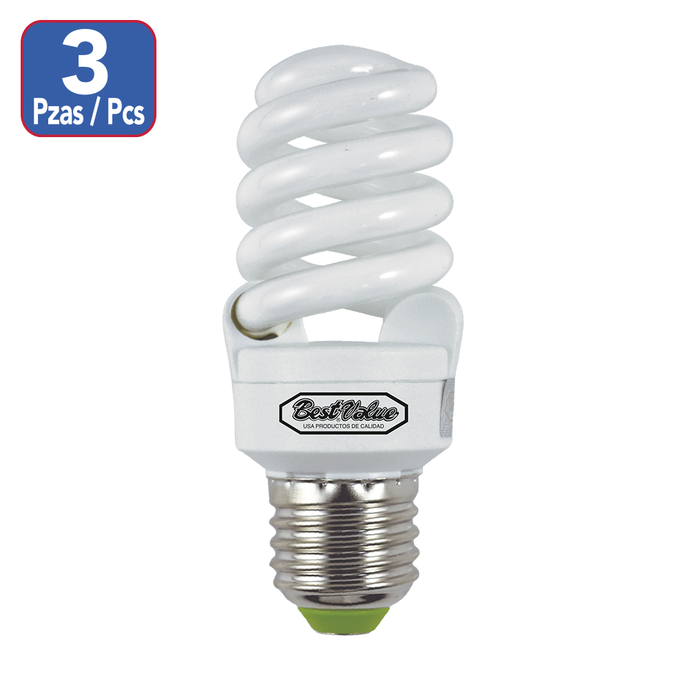 [E33015T] Ahorrador Espiral 13w 4dl E-27 Trio. Blanco.