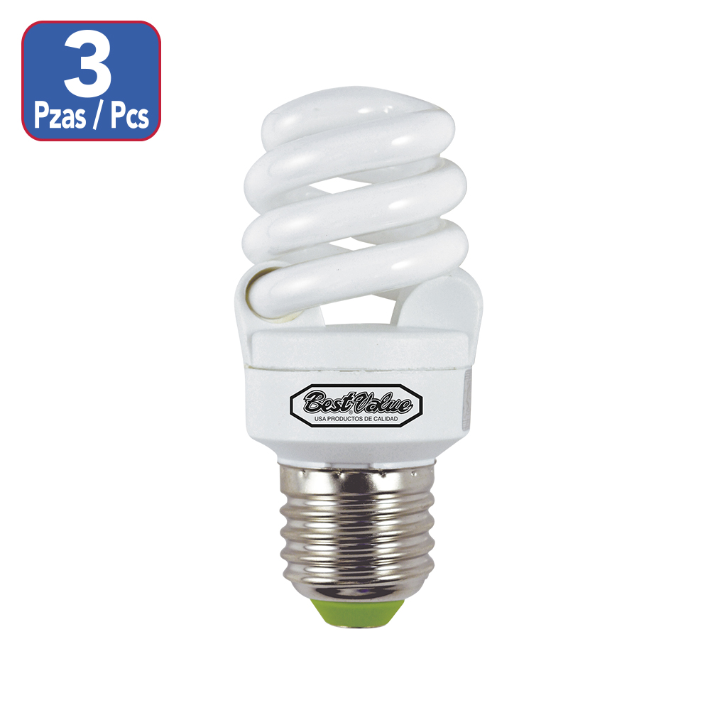 [E33019T] Ahorrador Espiral 9w Dl E-27 Triopak. Blanco.