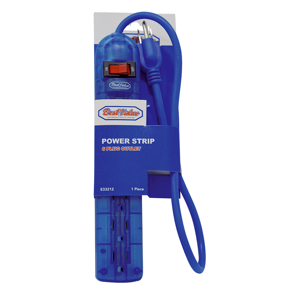 [E33212] Extension 6 Plug Azul. Azul Transparente.