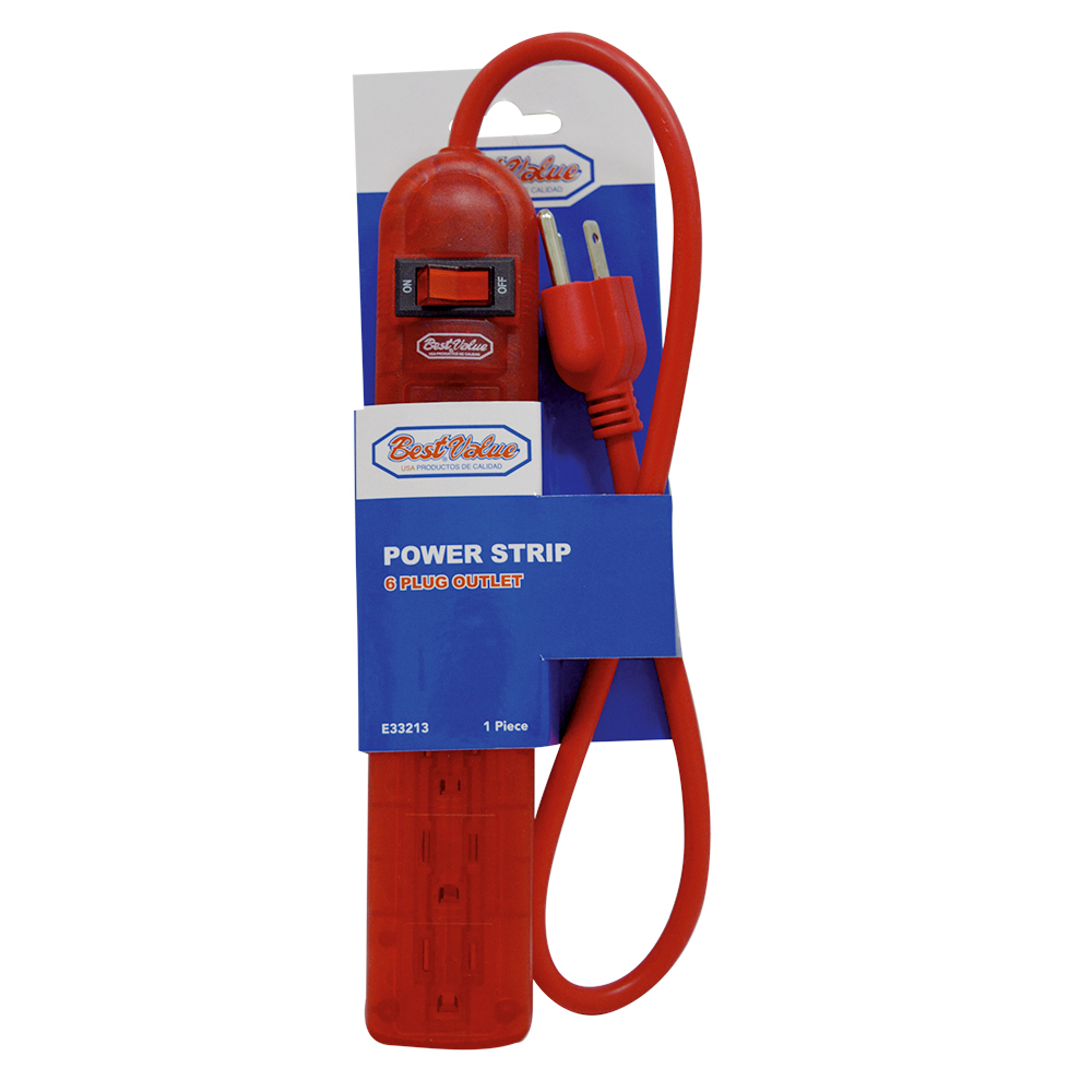 [E33213] Extension 6 Plug Roja. Rojo Transparente.