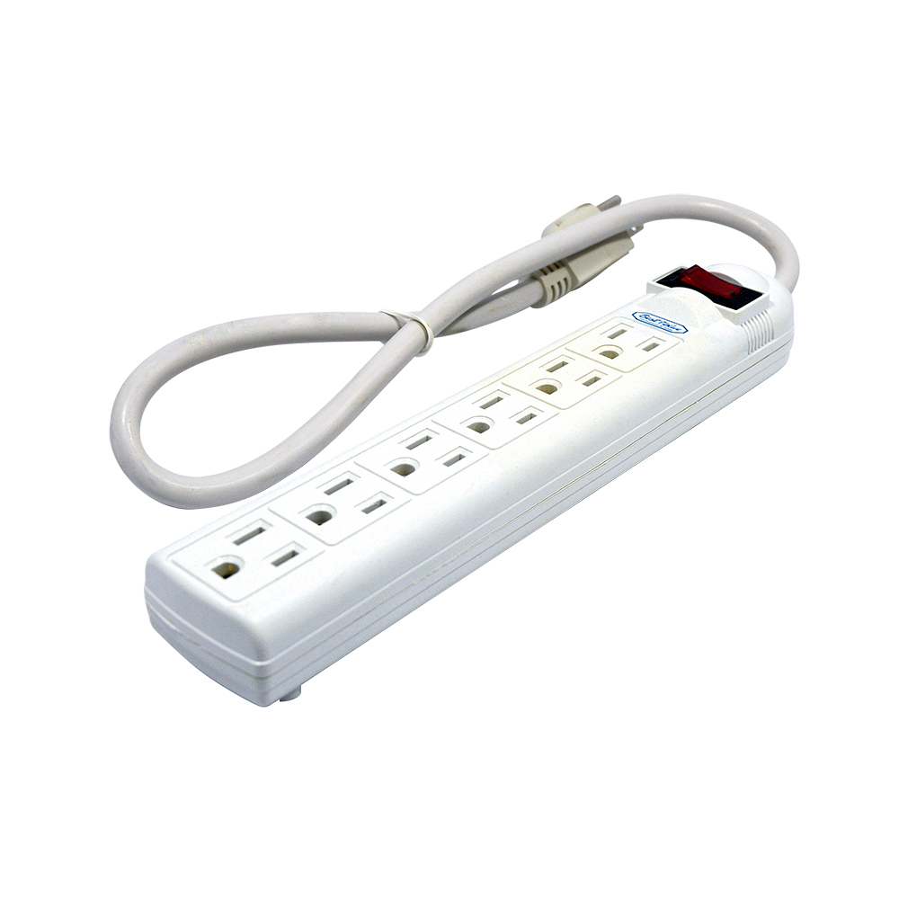 [E33216] Extension 6 Plug Crema Con Reset Ul. Blanco.