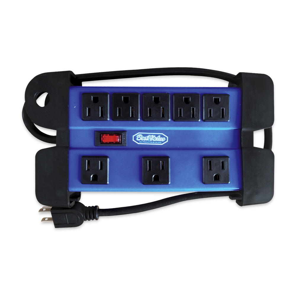 [E33219] Extension 8 Plug Metal Con Reset. Acero.
