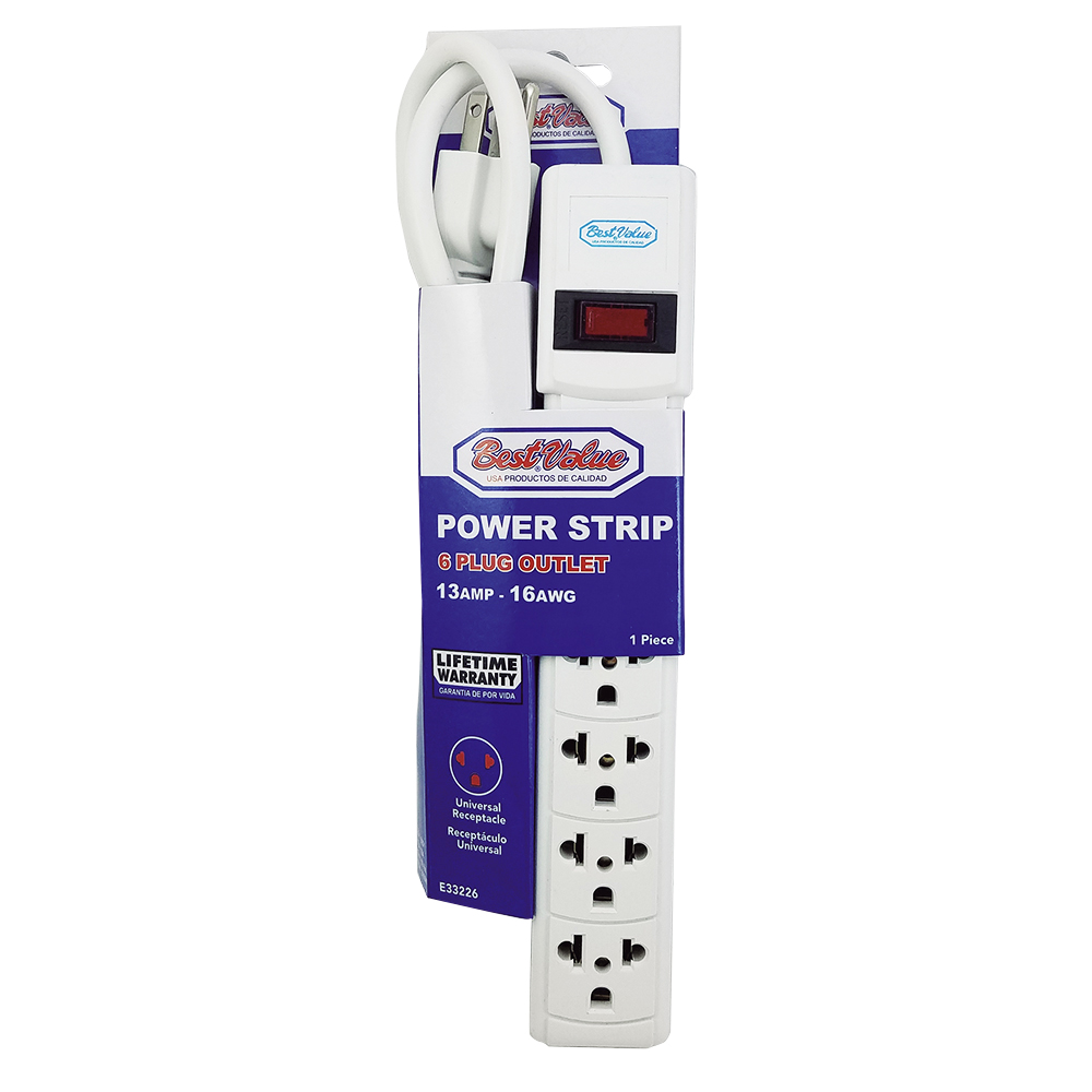 [E33226] Extension 6 Plug Blanco Universal. Blanco.