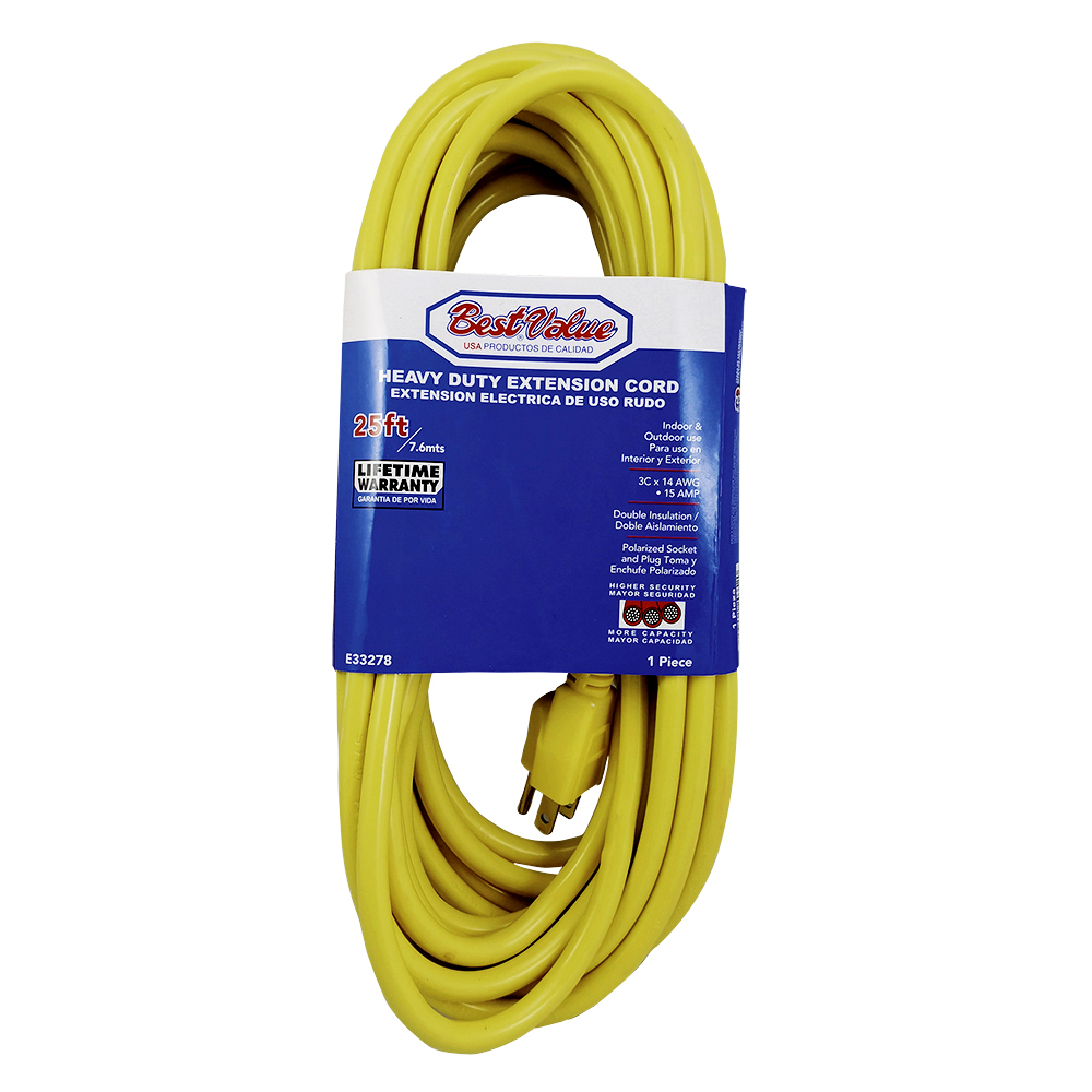 [E33278] Extension Electrica Amarilla C14 25'. Amarillo. Multipropósito