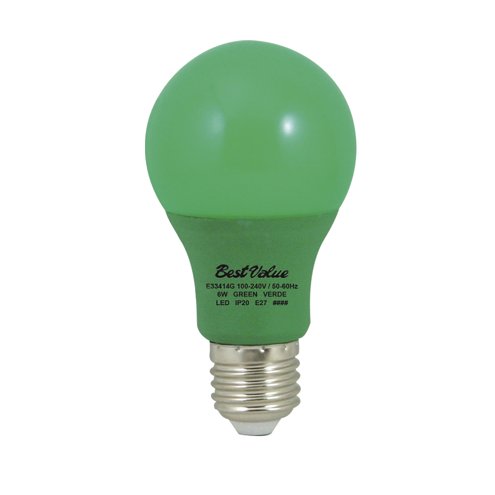[E33414G] Led 6w E27 100-240v Verde.