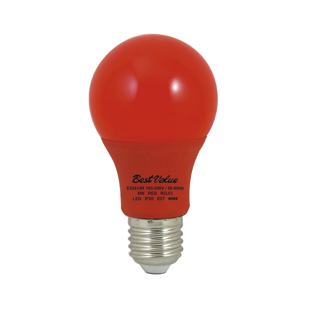 [E33414R] Led 6w E27 100-240v Rojo.