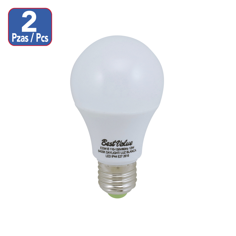 [E33418D] Led 12w 6400k E27 2-pack. Blanco.