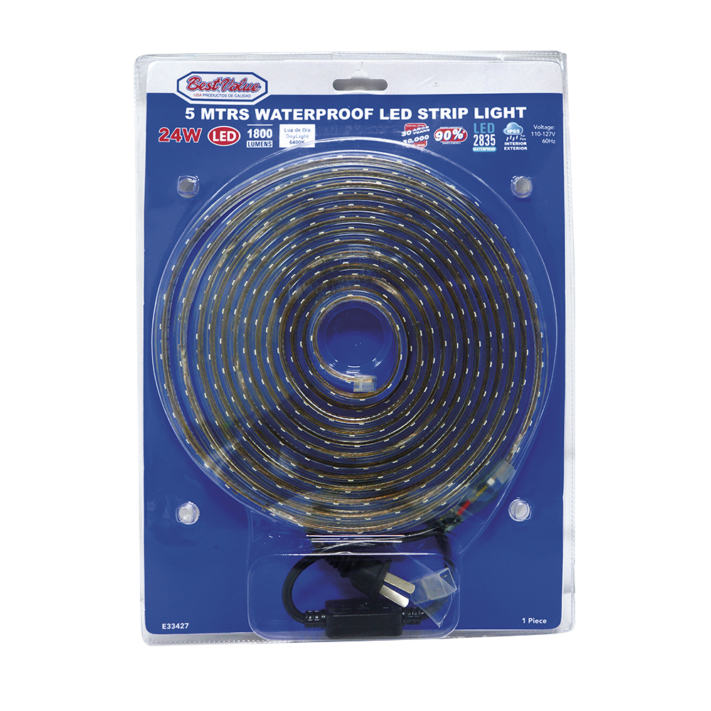 [E33427] Cinta 5m Led 6400k/3528 Con Adapt. Luz Día. 5 Mts (16ft)
