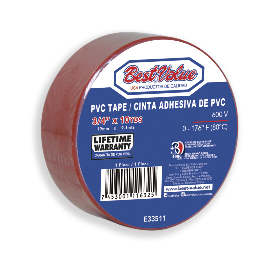 [E33511] Tape Electrico 10yds Rojo. 3/4(19mm)