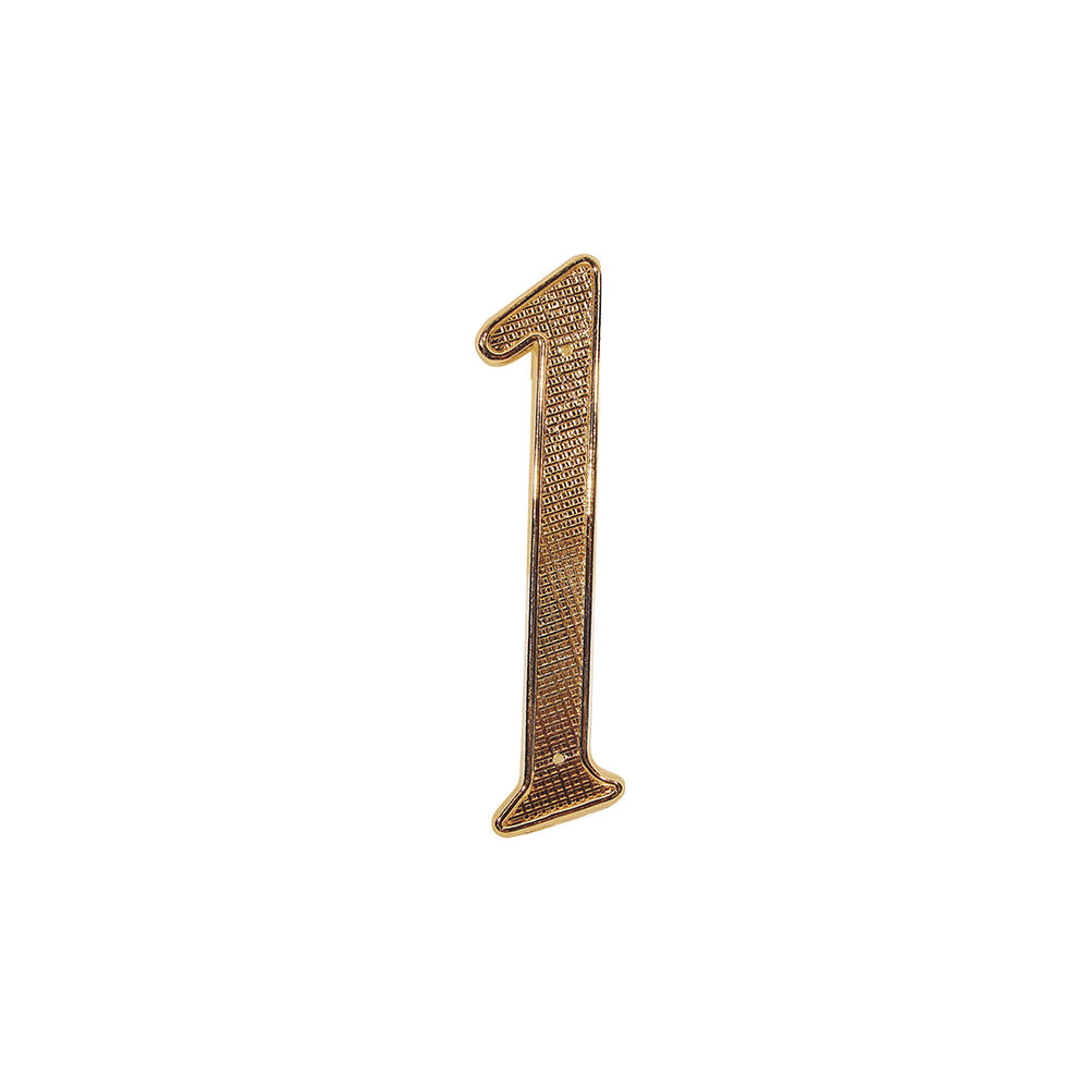 [F01101] Numero 1 Para Puerta Dorado Con Clavitos. Dorado.