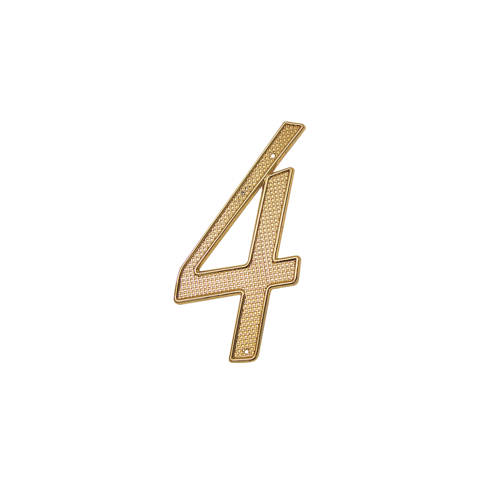 [F01104] Numero 4 Para Puerta Dorado Con Clavitos. Dorado.