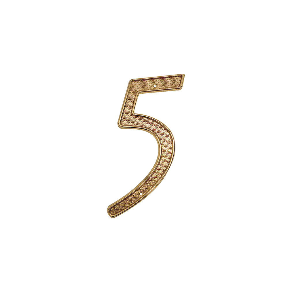 [F01105] Numero 5 Para Puerta Dorado Con Clavitos. Dorado.
