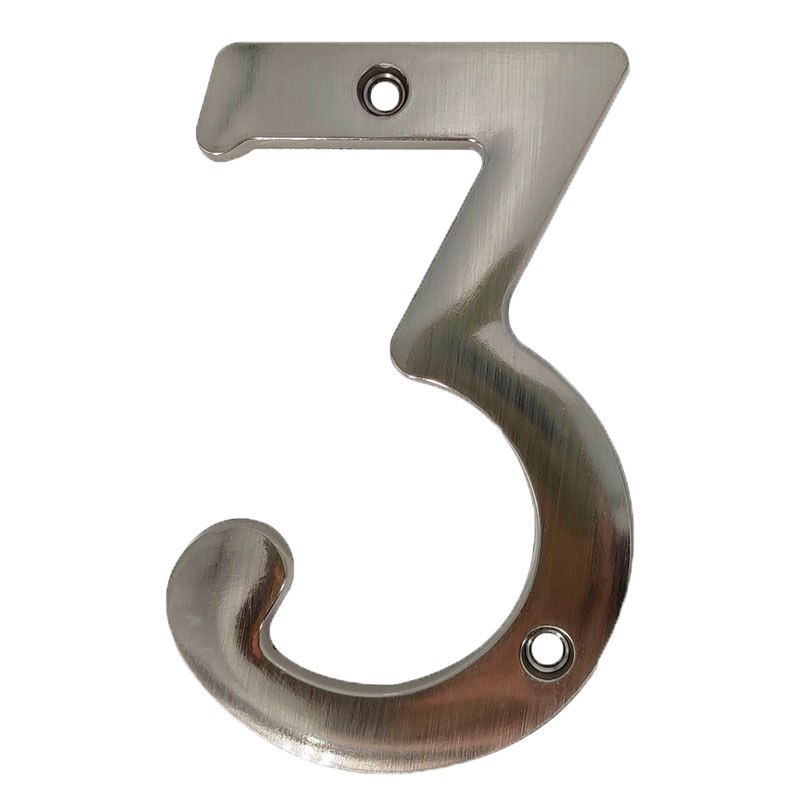 [F01123] Numero 3 Para Puerta Niquelado 4. Niquelado.