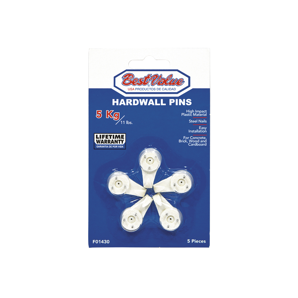 [F01430] Ganchos Para Cuadro 5 Pcs X30mm. Blanco. 30 Mm