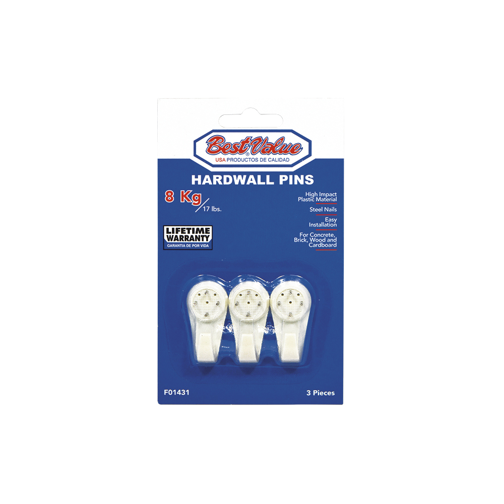 [F01431] Ganchos Para Cuadro 3 Pcs X40mm. Blanco. 40mm