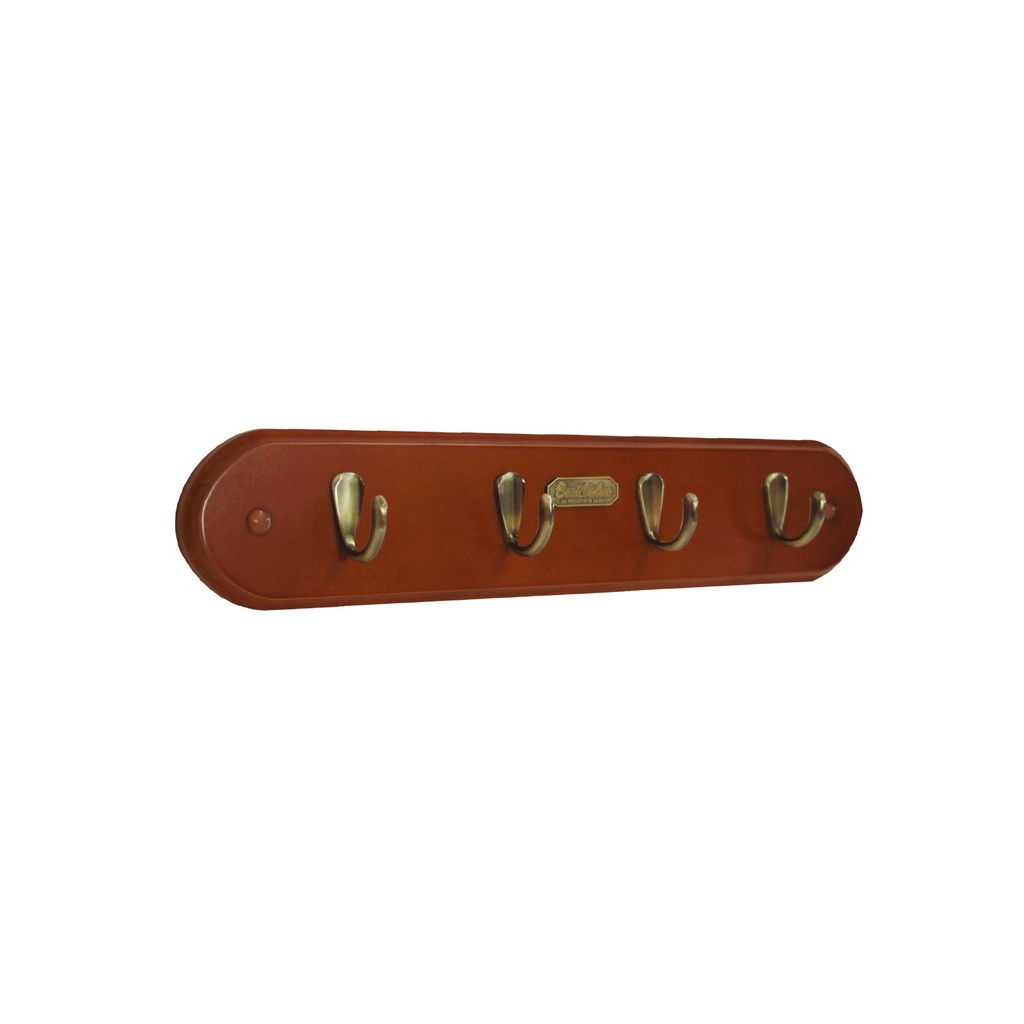 [F01448] Juego De Ganchos A. Brass Con Madera. Base Chocolate Claro - Bronceado. 16. 50 X 3. 25
