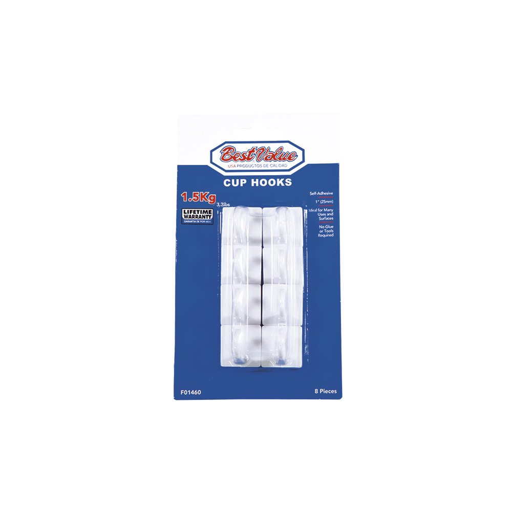 [F01460] Gancho Con Adhesivo Para Tazas 1(8pc). Blanco. 1(25mm)
