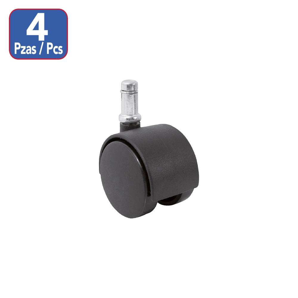 [F01501] Juego Rodaja Plast. Doble Rda 2c/pin(4pc). Negro. 2