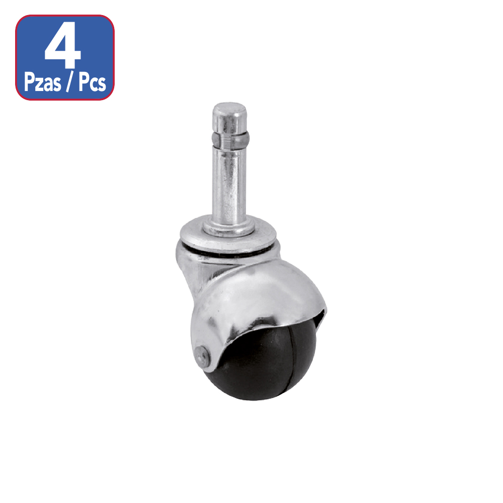 [F01512] Juego Rodaja Bola Pin Para Madera 1-1/2(4pc). Negro. 1-1/2