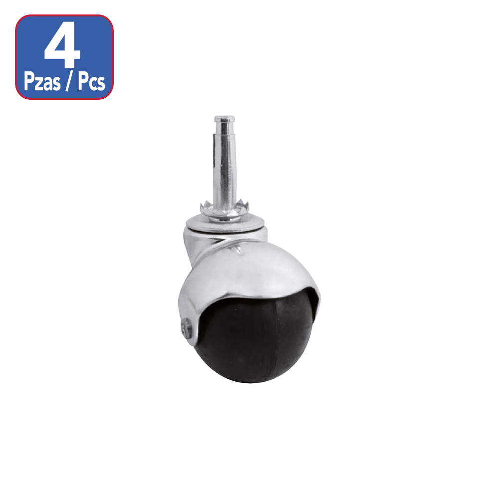 [F01513] Juego Rodaja Bola Pin Para Madera 2 (4pc). Negro.