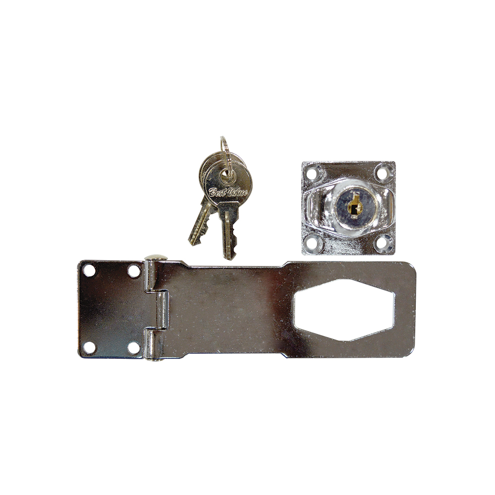 [F01A545] Aldaba Con Llave 4 Cp. Cromado. 4-1/2