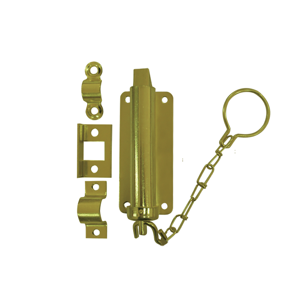 [F01P913] Picaporte Con Cadena Y Resorte Dorado 3. Dorado. 3