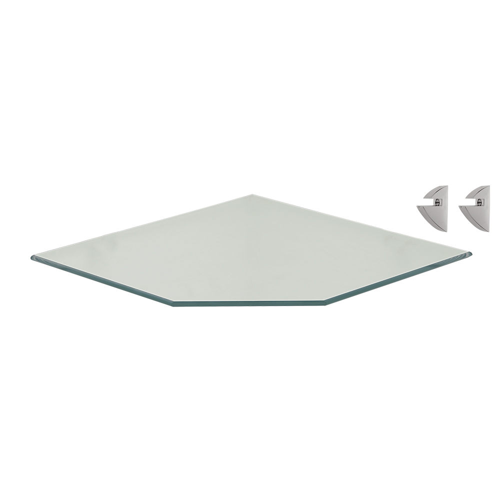 [F02104] Esquinero Vidrio Recorte 0. 8x25x25cm Con S Cromo
