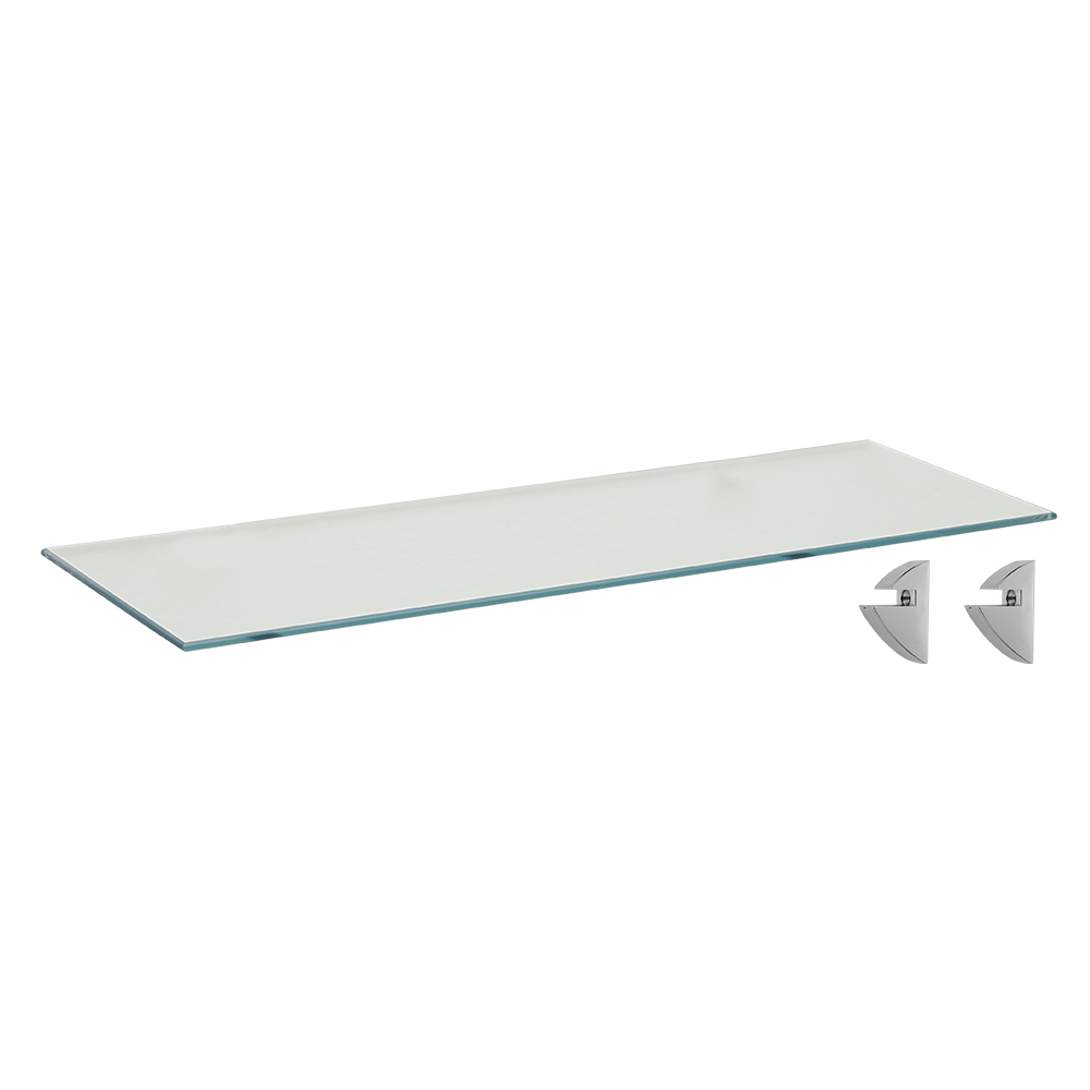 [F02108] Repisa De Vidrio Recta 0. 8x15x40cm Con S Cromo