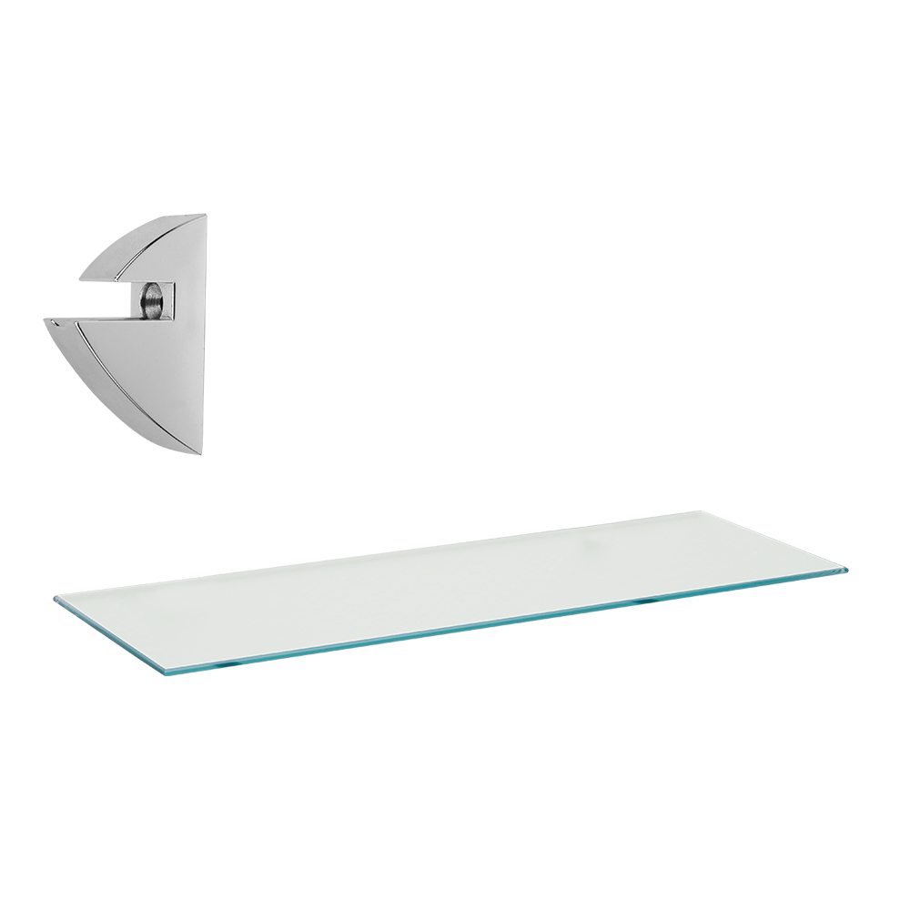 [F02109] Repisa De Vidrio Recta 0. 8x15x60cm Con S Cromo