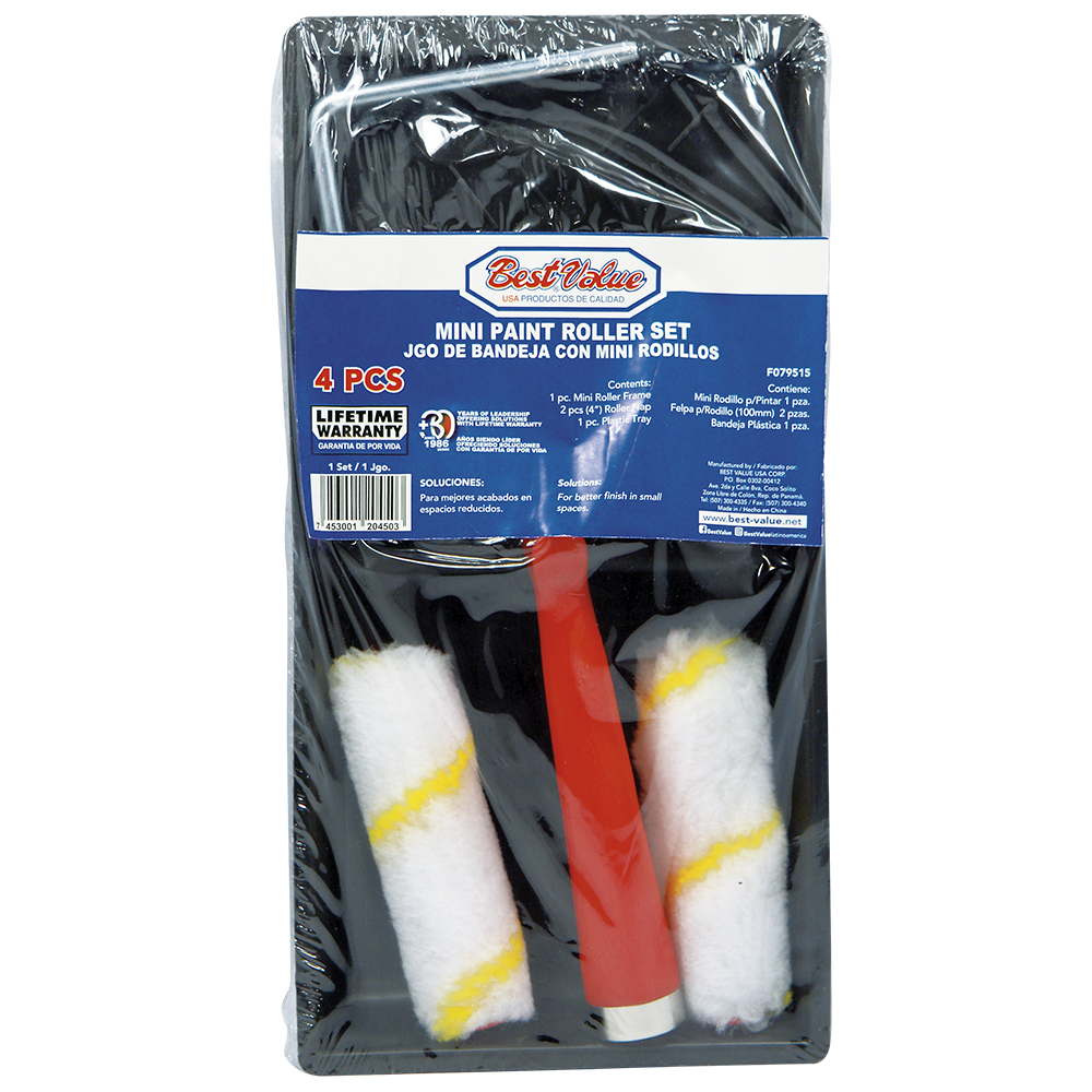 [F079515] Juego Bandeja Plastica Con Mini Rodillos 4pzas. Plastico. 4pcs