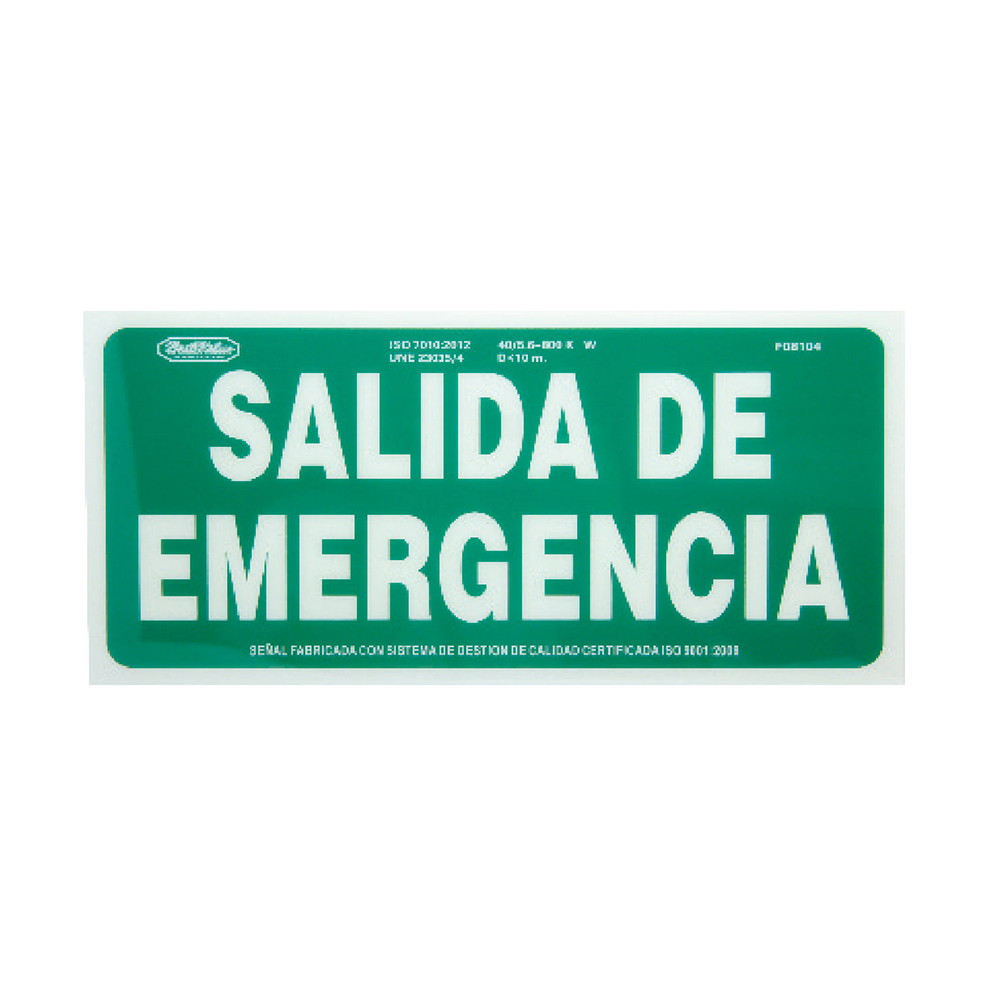 [F08104] Letrero Luminiscente (salida D/emergencia). Verde-blanco. Salida De Emergencia