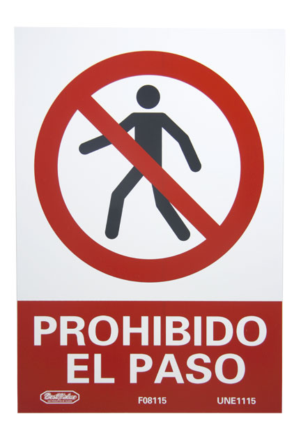 [F08115] Letrero (prohibido El Paso). Pvc Rígido. 21cm X 30cm