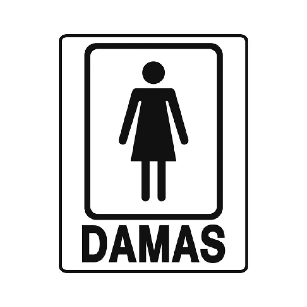 [F08131] Letrero Damas 6 X 7-1/2. Pvc Rígido. 15cm X19cm