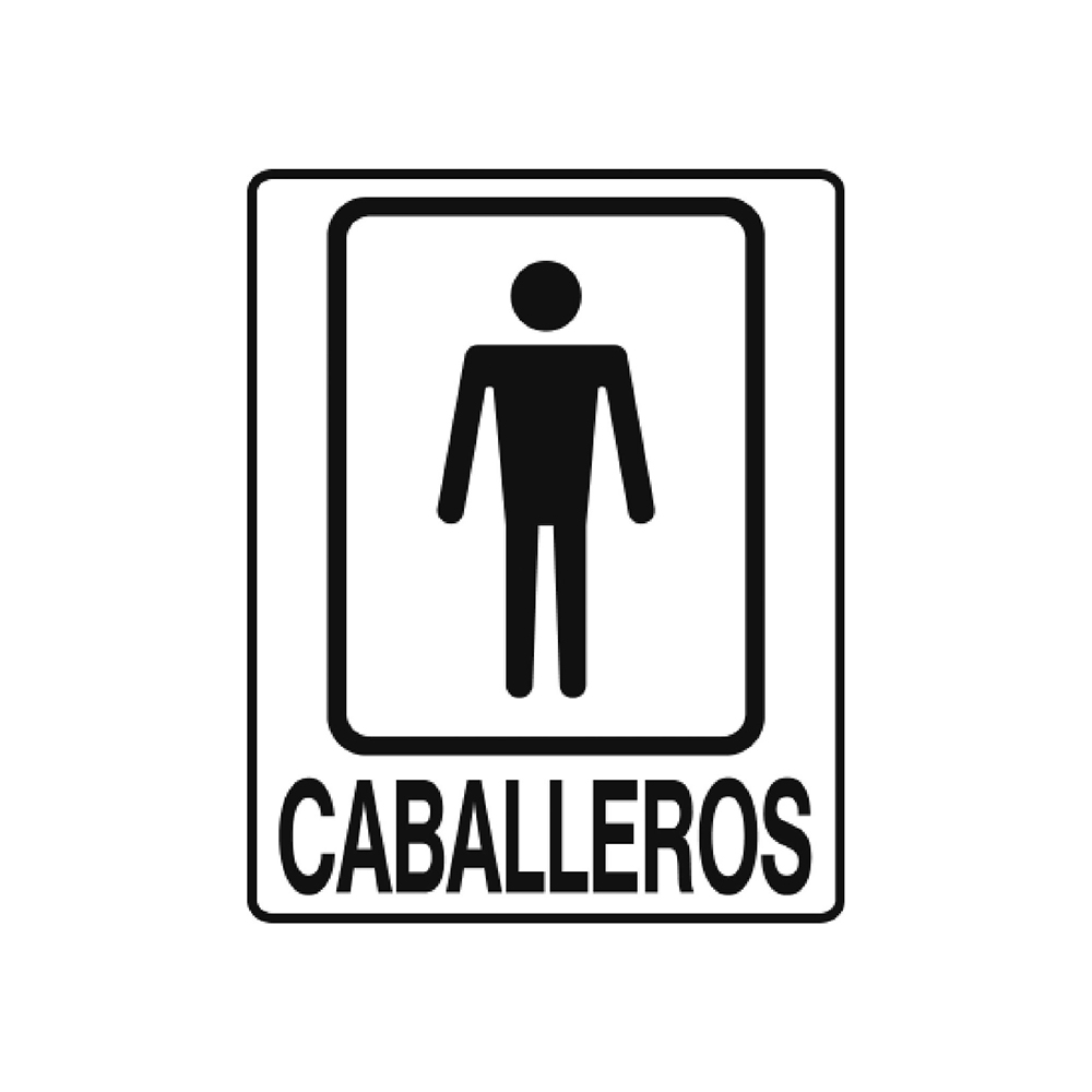[F08132] Letrero Caballeros 6 X 7-1/2. Pvc Rígido. 15cm 19cm