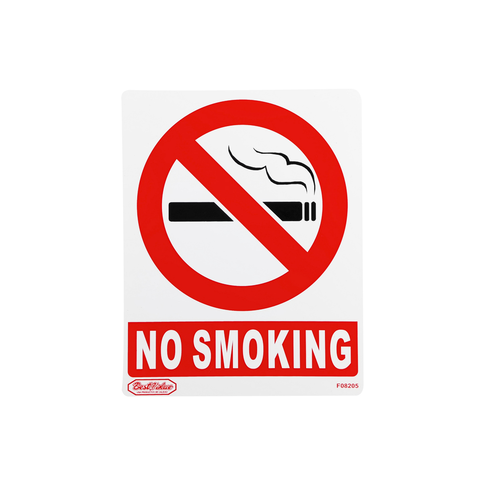 [F08205] Letrero De Informacion No Smoking 19x15cm. Pvc Rígido. 19cm X15cm