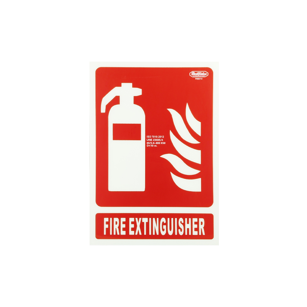 [F08213] Letrero De Informacion Fire Extinguisher Luminiscente. Pvc Rígido. 21cm X 30cm