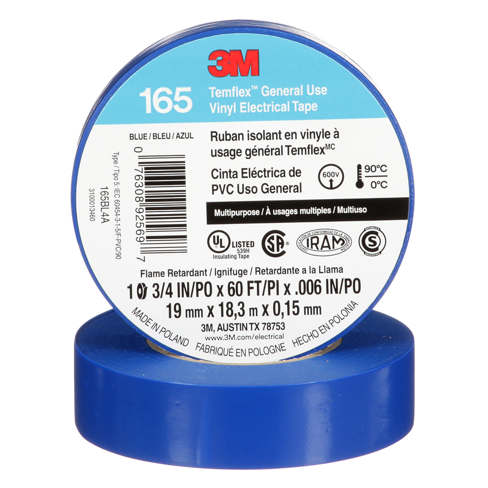 [F2920352] Tape Temflex 3/4 X 60' Azul 165. Azul.