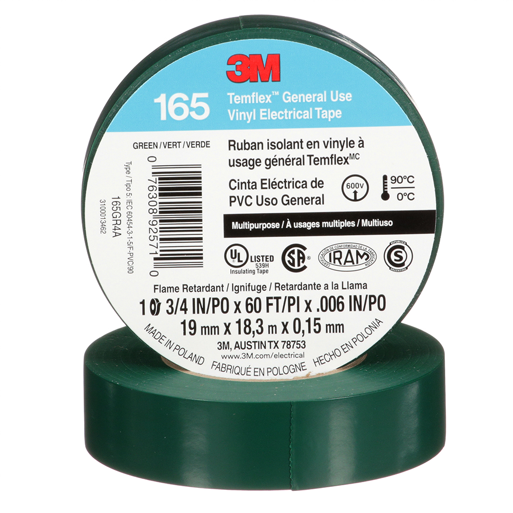 [F2920353] Tape Temflex 3/4 X 60' Verde 165. Verde.