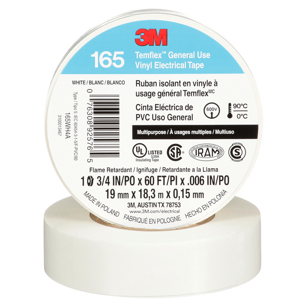 [F2920355] Tape Temflex 3/4 X 60' Blanco 165. Blanco.