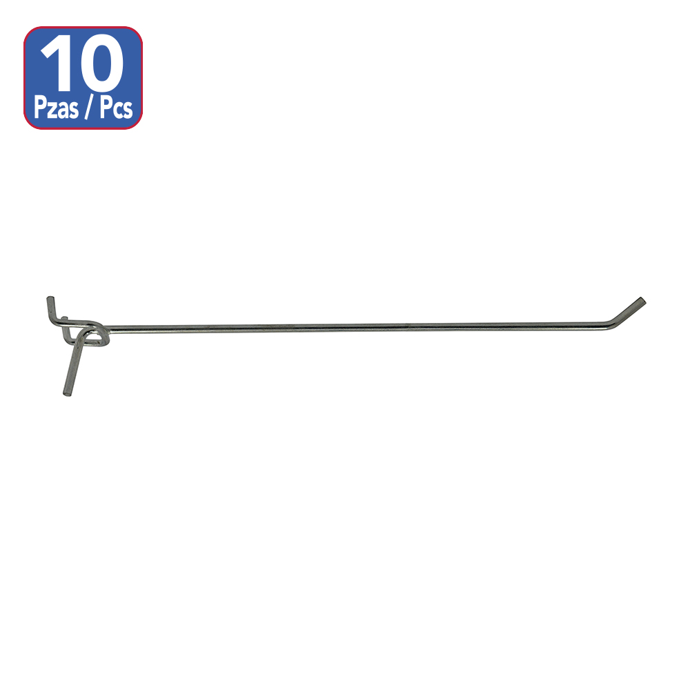 [F52053] Gancho Para Exhibir De 8 Sencillo (10pcs). Niquelado. 8(200mm)