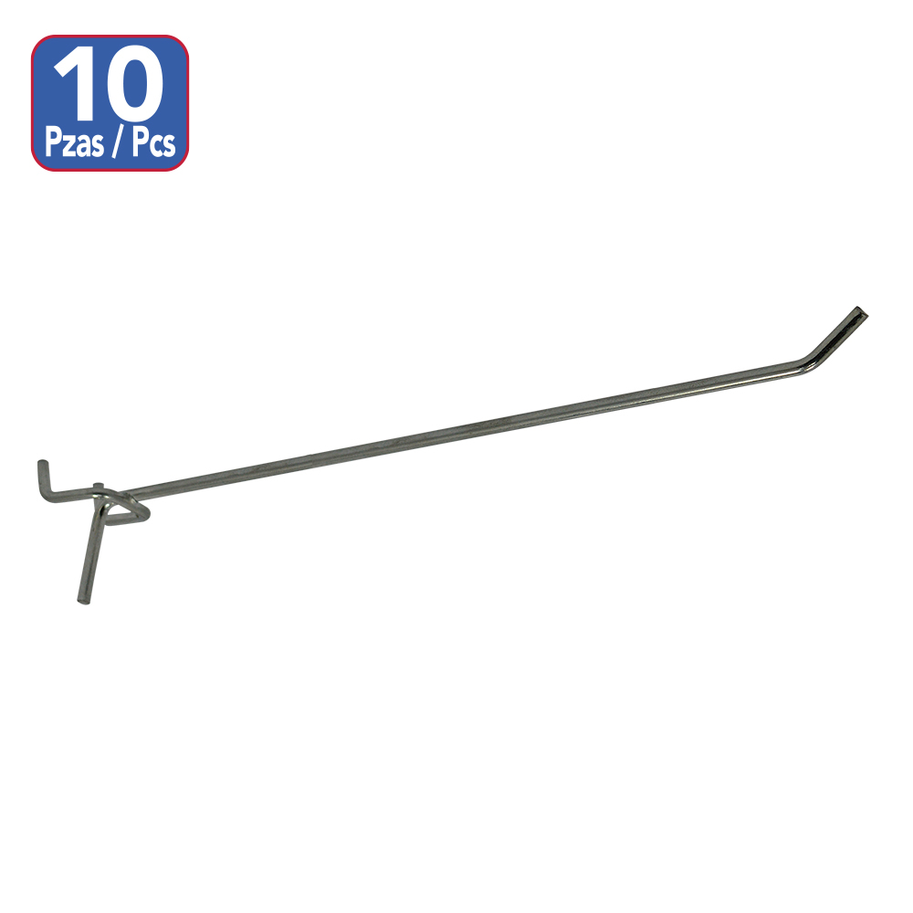 [F52054] Gancho Para Exhibir De 10 Sencillo (10pcs). Niquelado. 10(250mm)