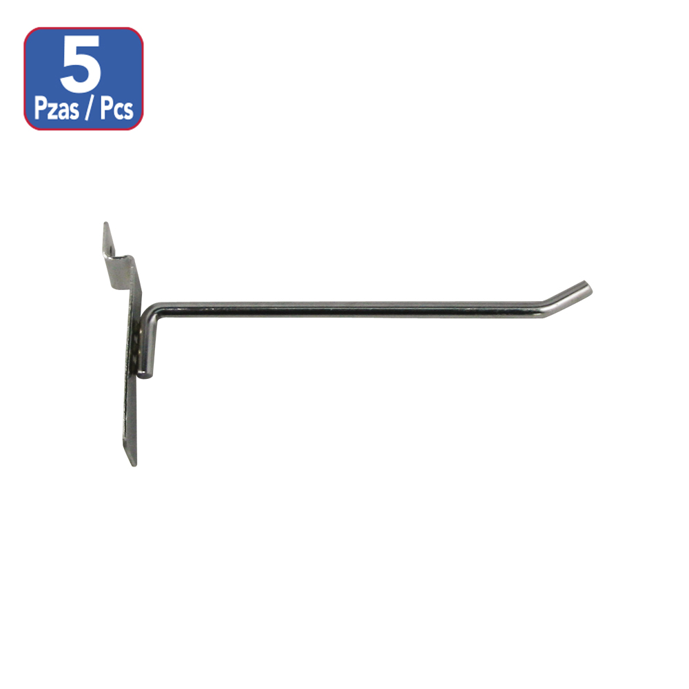 [F52057] Gancho Para Tablero Ranurado 4 5pcs. Cromado. 4(100mm)