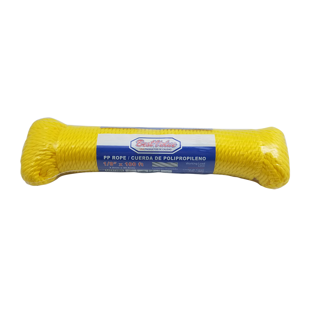 [F54005] Soga De Polypropileno 1/8 X 100'. Amarillo. 1/8x100ft
