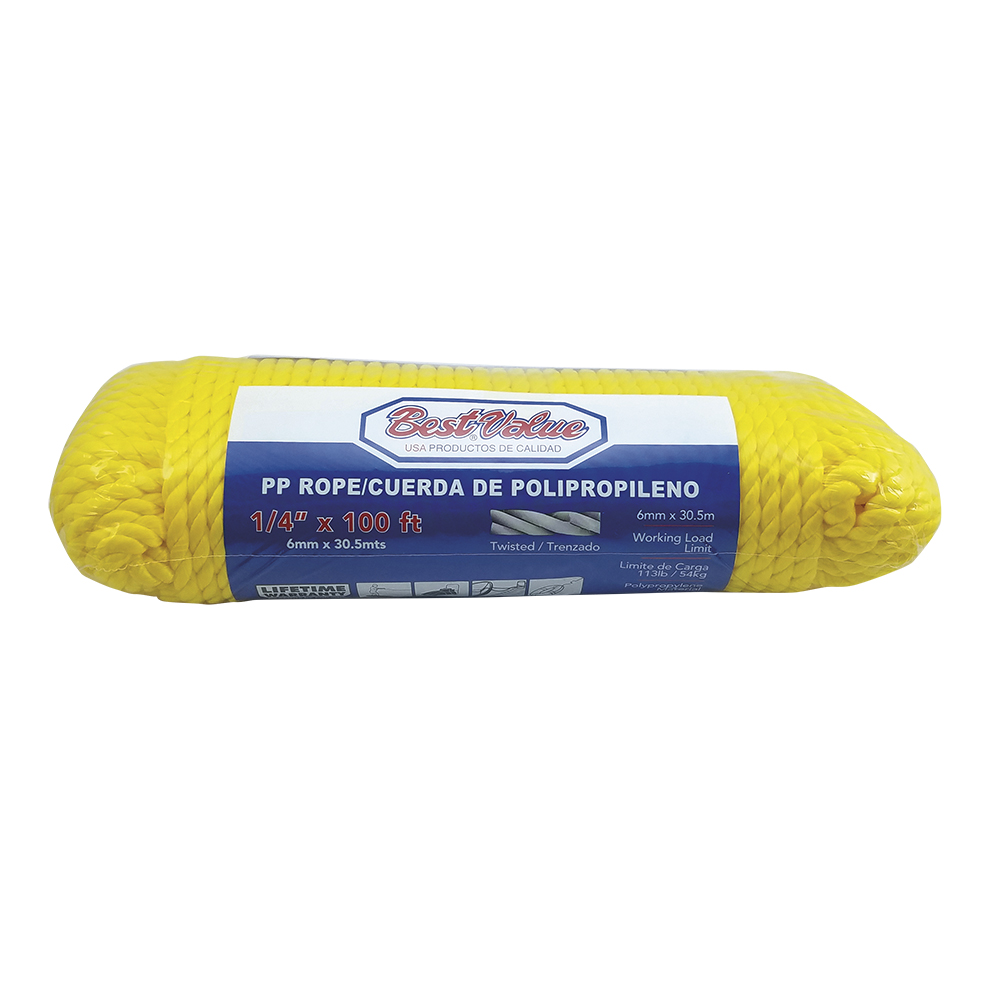 [F54007] Soga De Polypropileno 1/4 X 100'. Amarillo. 1/4x100ft