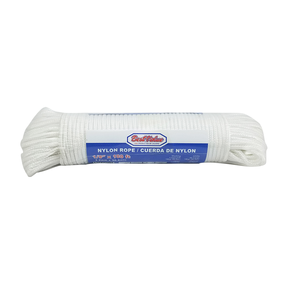 [F54025] Soga De Nylon Trenzada 1/8 X 100'. Blanco. 1/2x300ft