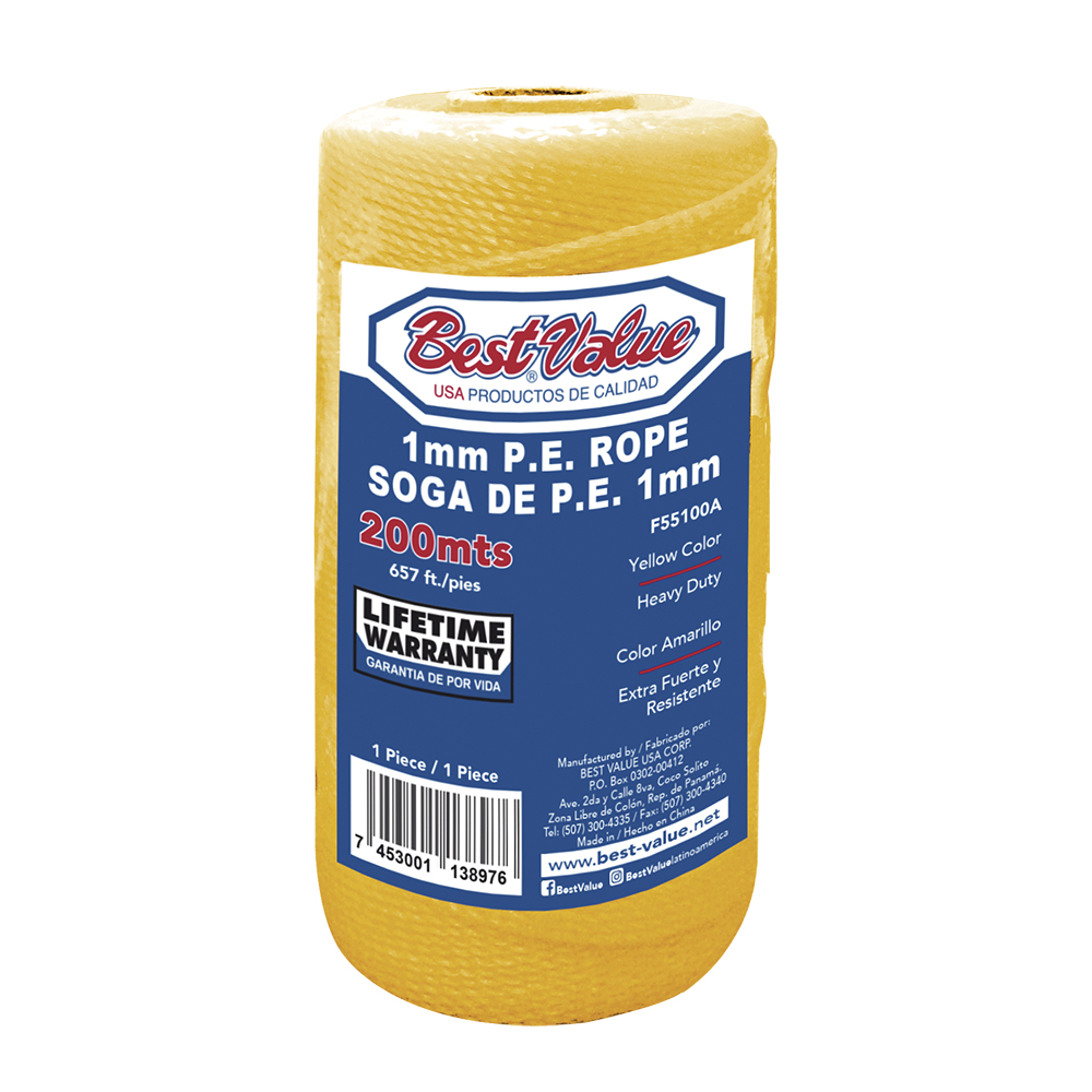 [F55100A] Soga Polyetileno X 200mts Amarillo. 1mm