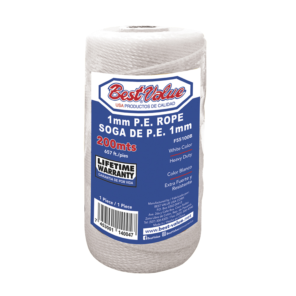 [F55100B] Soga Polyetileno X 200mts Blanco. 1mm