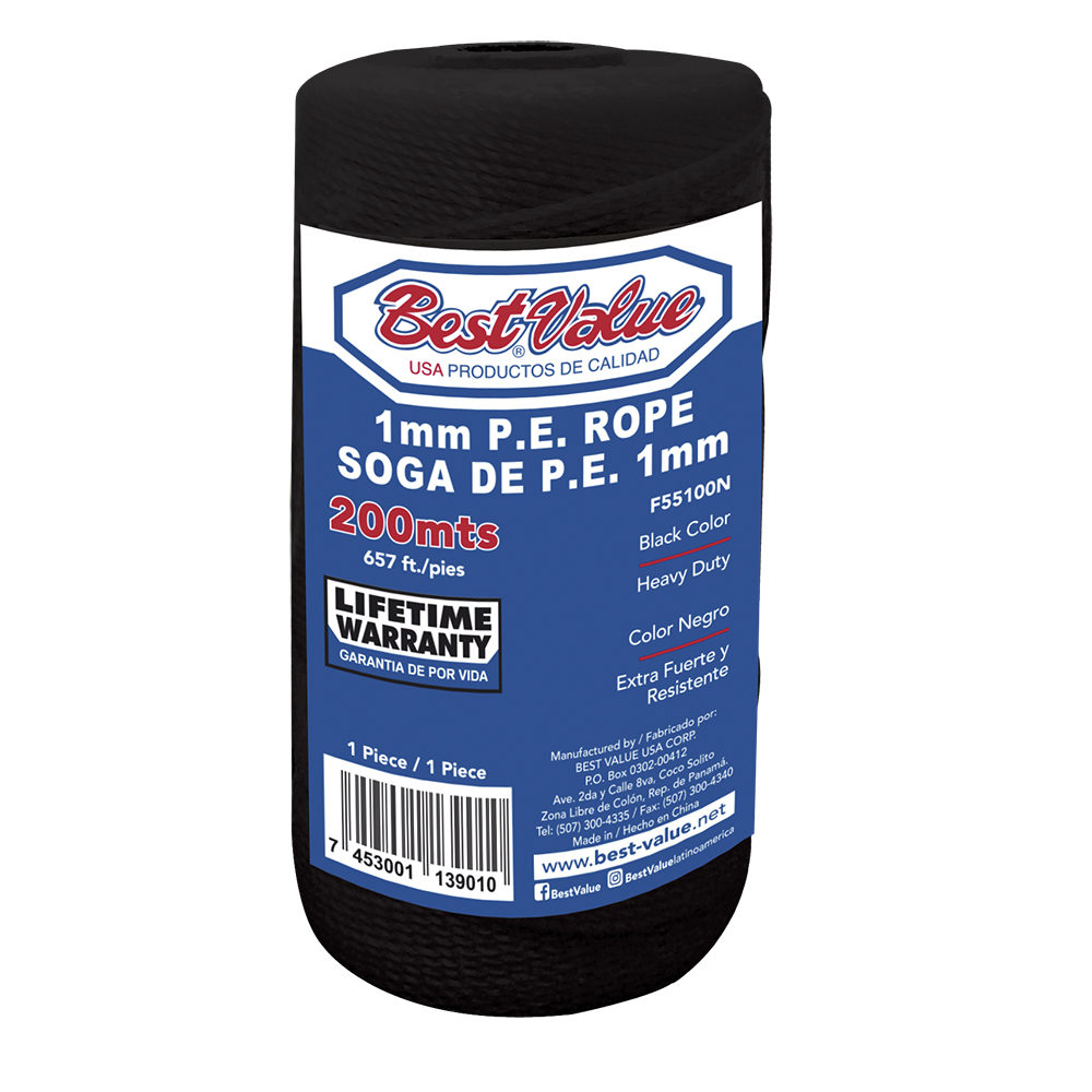 [F55100N] Soga Polyetileno X 200mts Negro. 1mm