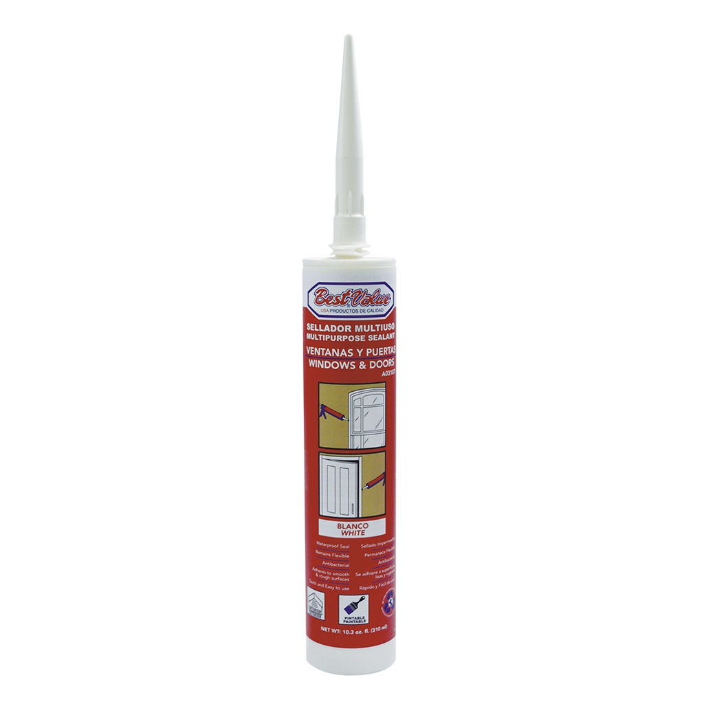 [A03107] Siliconizado Ventanas/puertas Blanco. 9. 2oz / 280ml